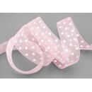 20 m x 25 mm Dekoband Chiffon Punkte HELLROSA (50) mit...