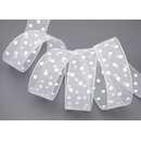 20 m x 25 mm Dekoband Chiffon Punkte WEISS mit...