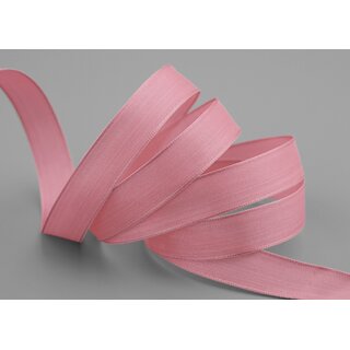 3 m x 15 mm SEIDENBAND LINA 020 ALTROSA Rosa mit Drahtkanten Stoffband Dekoband Drahtkantenband Geschenkband Tischdeko