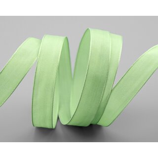 3 m x 15 mm SEIDENBAND LINA 037 LINDGRN Grn mit Drahtkanten Stoffband Dekoband Drahtkantenband Geschenkband Tischdeko