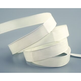 3 m x 15 mm SEIDENBAND LINA 104 Ivory Creme mit Drahtkanten Stoffband Dekoband Drahtkantenband Geschenkband Tischdeko