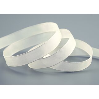 3 m x 15 mm SEIDENBAND LINA 104 Ivory Creme mit Drahtkanten Stoffband Dekoband Drahtkantenband Geschenkband Tischdeko