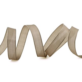3 m x 15 mm SEIDENBAND LINA 105 BEIGE Hellbraun mit Drahtkanten Stoffband Dekoband Drahtkantenband Geschenkband Tischdeko