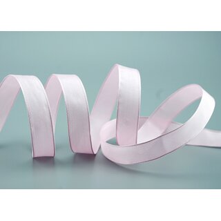 3 m x 15 mm SEIDENBAND LINA 604 Hellrosa Rosa mit Drahtkanten Stoffband Dekoband Drahtkantenband Geschenkband Tischdeko