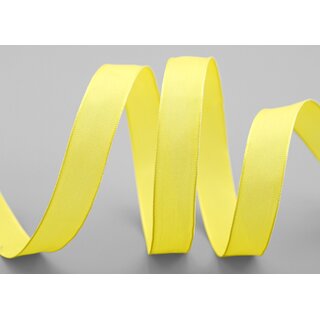 3 m x 15 mm SEIDENBAND LINA 615 GELB mit Drahtkanten Stoffband Dekoband Drahtkantenband Geschenkband Tischdeko