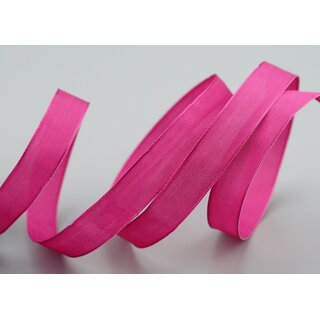 3 m x 15 mm SEIDENBAND LINA 616 PINK Fuchsia mit Drahtkanten Stoffband Dekoband Drahtkantenband Geschenkband Tischdeko