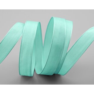 20 m x 15 mm SEIDENBAND LINA 036 Mint Mintgrn mit Drahtkanten Stoffband Dekoband Drahtkantenband Geschenkband Tischdeko
