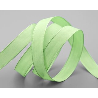 20 m x 15 mm SEIDENBAND LINA 037 LINDGRN Grn mit Drahtkanten Stoffband Dekoband Drahtkantenband Geschenkband Tischdeko
