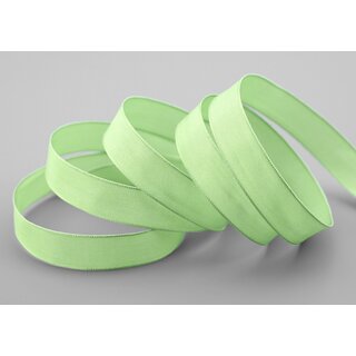 20 m x 15 mm SEIDENBAND LINA 037 LINDGRN Grn mit Drahtkanten Stoffband Dekoband Drahtkantenband Geschenkband Tischdeko