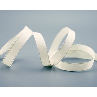 20 m x 15 mm SEIDENBAND LINA 104 Ivory Creme mit Drahtkanten Stoffband Dekoband Drahtkantenband Geschenkband Tischdeko