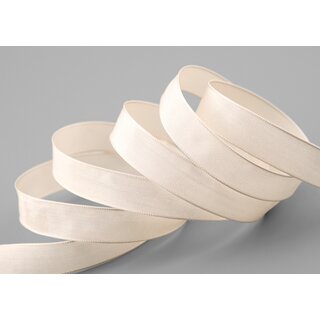 20 m x 15 mm SEIDENBAND LINA 106 Puder Hautfarbe mit Drahtkanten Stoffband Dekoband Drahtkantenband Geschenkband Tischdeko