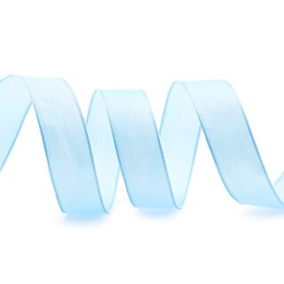 20 m x 15 mm SEIDENBAND LINA 602 HELLBLAU mit Drahtkanten Stoffband Dekoband Drahtkantenband Geschenkband Tischdeko