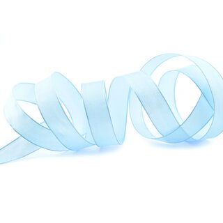 20 m x 15 mm SEIDENBAND LINA 602 HELLBLAU mit Drahtkanten Stoffband Dekoband Drahtkantenband Geschenkband Tischdeko