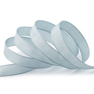 20 m x 15 mm SEIDENBAND LINA 631 GRAU Hellgrau mit Drahtkanten Stoffband Dekoband Drahtkantenband Geschenkband Tischdeko