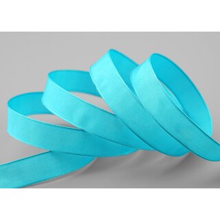 20 m x 15 mm SEIDENBAND LINA 703 TRKIS Trkisblau mit Drahtkanten Stoffband Dekoband Drahtkantenband Geschenkband Tischdeko