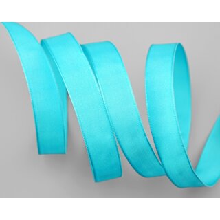 20 m x 15 mm SEIDENBAND LINA 703 TRKIS Trkisblau mit Drahtkanten Stoffband Dekoband Drahtkantenband Geschenkband Tischdeko
