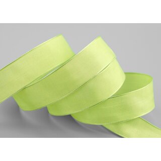 3 m x 25 mm SEIDENBAND LINA 027 LEMONGRN Kiwigrn mit Drahtkanten Stoffband Dekoband Drahtkantenband Geschenkband Tischdeko
