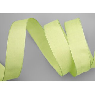 3 m x 25 mm SEIDENBAND LINA 027 LEMONGRN Kiwigrn mit Drahtkanten Stoffband Dekoband Drahtkantenband Geschenkband Tischdeko