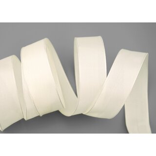 3 m x 25 mm SEIDENBAND LINA 104 Ivory Creme mit Drahtkanten Stoffband Dekoband Drahtkantenband Geschenkband Tischdeko