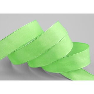 3 m x 25 mm SEIDENBAND LINA 127 HELLGRN Apfelgrn mit Drahtkanten Stoffband Dekoband Drahtkantenband Geschenkband Tischdeko
