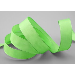 3 m x 25 mm SEIDENBAND LINA 127 HELLGRN Apfelgrn mit Drahtkanten Stoffband Dekoband Drahtkantenband Geschenkband Tischdeko