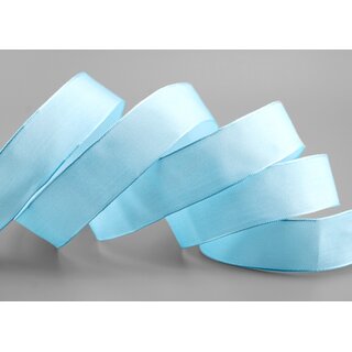 3 m x 25 mm SEIDENBAND LINA 602 HELLBLAU mit Drahtkanten Stoffband Dekoband Drahtkantenband Geschenkband Tischdeko