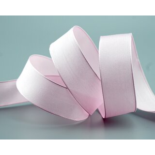 3 m x 25 mm SEIDENBAND LINA 604 Hellrosa Rosa mit Drahtkanten Stoffband Dekoband Drahtkantenband Geschenkband Tischdeko