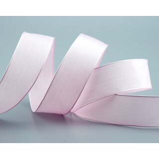 3 m x 25 mm SEIDENBAND LINA 604 Hellrosa Rosa mit Drahtkanten Stoffband Dekoband Drahtkantenband Geschenkband Tischdeko