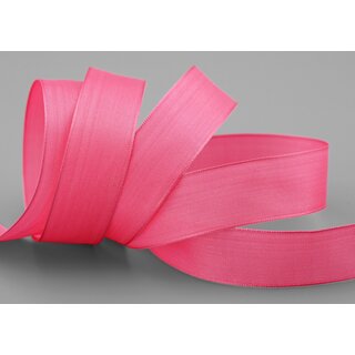 3 m x 25 mm SEIDENBAND LINA 606 ROSA Babypink mit Drahtkanten Stoffband Dekoband Drahtkantenband Geschenkband Tischdeko