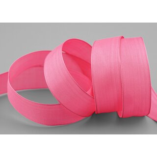 3 m x 25 mm SEIDENBAND LINA 606 ROSA Babypink mit Drahtkanten Stoffband Dekoband Drahtkantenband Geschenkband Tischdeko