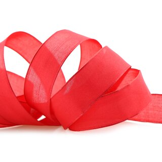 3 m x 25 mm SEIDENBAND LINA 609 ROT mit Drahtkanten Stoffband Dekoband Drahtkantenband Geschenkband Tischdeko