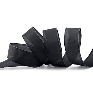 3 m x 25 mm SEIDENBAND LINA 613 SCHWARZ mit Drahtkanten Stoffband Dekoband Drahtkantenband Geschenkband Tischdeko