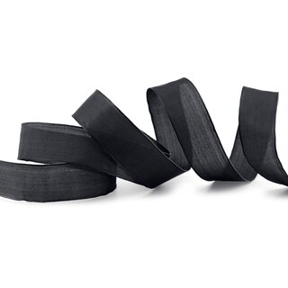 3 m x 25 mm SEIDENBAND LINA 613 SCHWARZ mit Drahtkanten Stoffband Dekoband Drahtkantenband Geschenkband Tischdeko