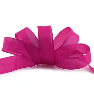 3 m x 25 mm SEIDENBAND LINA 616 PINK Fuchsia mit Drahtkanten Stoffband Dekoband Drahtkantenband Geschenkband Tischdeko