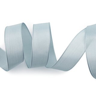 3 m x 25 mm SEIDENBAND LINA 631 GRAU Hellgrau mit Drahtkanten Stoffband Dekoband Drahtkantenband Geschenkband Tischdeko