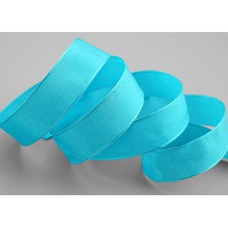 3 m x 25 mm SEIDENBAND LINA 703 TRKIS Trkisblau mit Drahtkanten Stoffband Dekoband Drahtkantenband Geschenkband Tischdeko