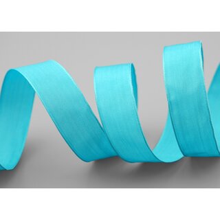 3 m x 25 mm SEIDENBAND LINA 703 TRKIS Trkisblau mit Drahtkanten Stoffband Dekoband Drahtkantenband Geschenkband Tischdeko