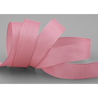 20 m x 25 mm SEIDENBAND LINA 020 ALTROSA Rosa mit Drahtkanten Stoffband Dekoband Drahtkantenband Geschenkband Tischdeko