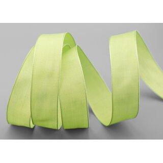 20 m x 25 mm SEIDENBAND LINA 027 LEMONGRN Kiwigrn mit Drahtkanten Stoffband Dekoband Drahtkantenband Geschenkband Tischdeko