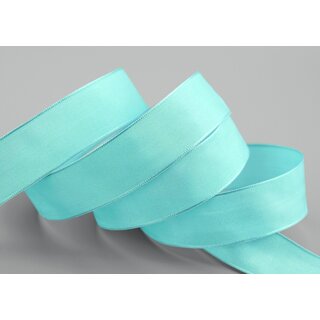 20 m x 25 mm SEIDENBAND LINA 036 Mint Mintgrn mit Drahtkanten Stoffband Dekoband Drahtkantenband Geschenkband Tischdeko