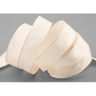 20 m x 25 mm SEIDENBAND LINA 106 Puder Hautfarbe mit Drahtkanten Stoffband Dekoband Drahtkantenband Geschenkband Tischdeko