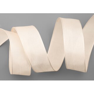 20 m x 25 mm SEIDENBAND LINA 106 Puder Hautfarbe mit Drahtkanten Stoffband Dekoband Drahtkantenband Geschenkband Tischdeko