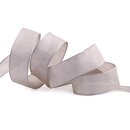 20 m x 25 mm SEIDENBAND LINA 107 Taupe mit Drahtkanten...
