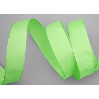 20 m x 25 mm SEIDENBAND LINA 127 HELLGRN Apfelgrn mit Drahtkanten Stoffband Dekoband Drahtkantenband Geschenkband Tischdeko