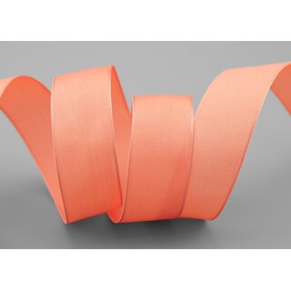 20 m x 25 mm SEIDENBAND LINA 420 APRICOT Mandarin mit Drahtkanten Stoffband Dekoband Drahtkantenband Geschenkband Tischdeko