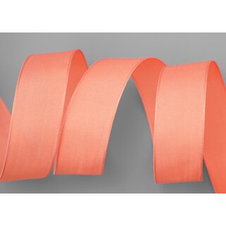 20 m x 25 mm SEIDENBAND LINA 420 APRICOT Mandarin mit Drahtkanten Stoffband Dekoband Drahtkantenband Geschenkband Tischdeko
