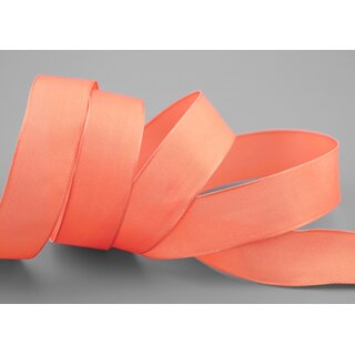 20 m x 25 mm SEIDENBAND LINA 420 APRICOT Mandarin mit Drahtkanten Stoffband Dekoband Drahtkantenband Geschenkband Tischdeko