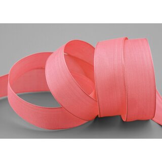 20 m x 25 mm SEIDENBAND LINA 508 TERRAKOTTA Koralle mit Drahtkanten Stoffband Dekoband Drahtkantenband Geschenkband Tischdeko