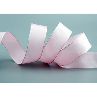 20 m x 25 mm SEIDENBAND LINA 604 Hellrosa Rosa mit Drahtkanten Stoffband Dekoband Drahtkantenband Geschenkband Tischdeko