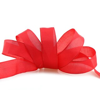 20 m x 25 mm SEIDENBAND LINA 609 ROT mit Drahtkanten Stoffband Dekoband Drahtkantenband Geschenkband Tischdeko